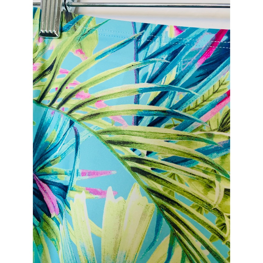 Tommy Bahama Ruffle Skirt Women XS Blue Tropical Palm Floral Swim Cover Resort - Picture 3 of 11
